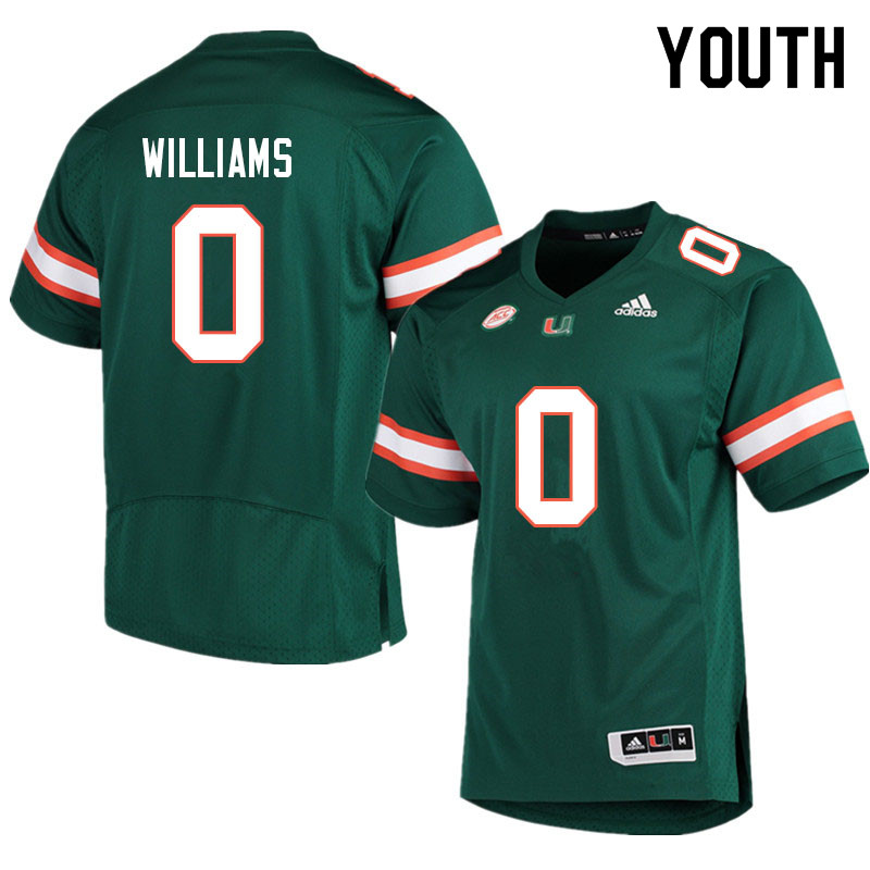 Youth #0 James Williams Miami Hurricanes College Football Jerseys Sale-Green - Click Image to Close